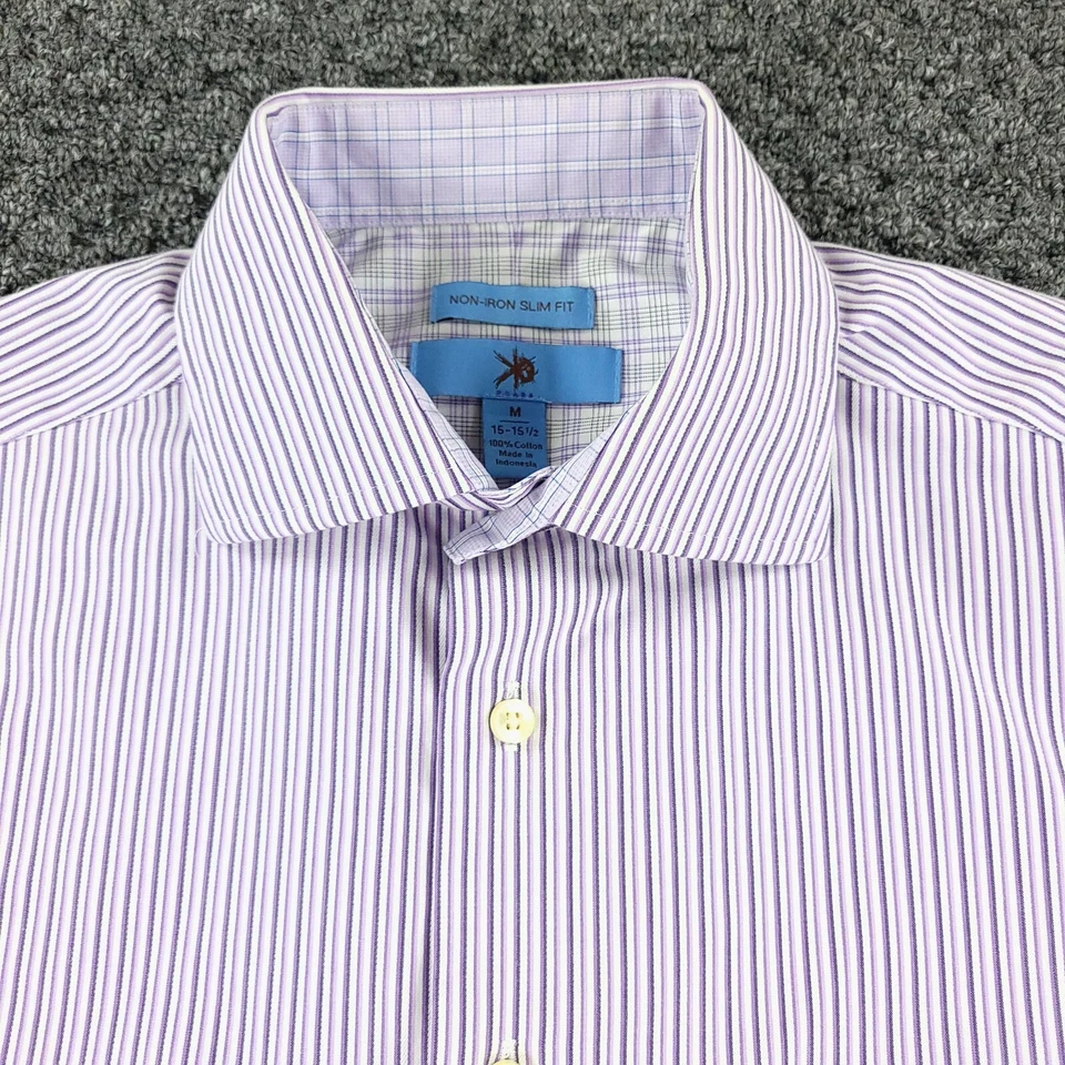 Camisa Egara Para Hombres 15-15 1/2 Púrpura Rayas Calce Ajustado Puño en Contraste Oficina Informal Foto 1 de 4
