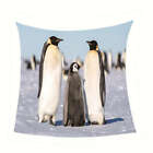 Cute Penguin Happy Family 3D Warm Plush Fleece Blanket Picnic Sofa Couch