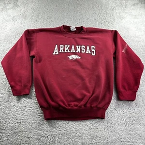 Vintage Arkansas Razorbacks Sweater Mens Medium Red Spell Out Hogs Flaws College - Picture 1 of 10