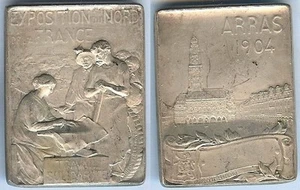 Médaille de table - ARRAS 1904 exposition nord de la France Hippolyte LEFEBVRE - Picture 1 of 1