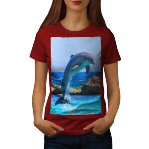 Wellcoda Dolphin Ocean Wild Damen-T-Shirt, intelligentes lässiges Design bedruckt