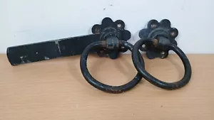Ring Gate Latch Garden Door Catch Set Black Ring - Picture 1 of 5