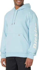 Dickies Men Hoodie Pullover Fleece Water Repellent Light Blue Logo Sleeve XL $50 - Picture 1 of 5