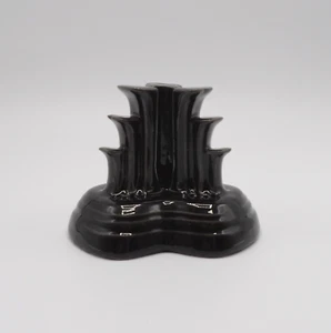 FIESTA BLACK BY HOMER LAUGHLIN TRIPOD CANDLEHOLDER EUC - Picture 1 of 11