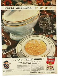 1946 Campbell's Chicken Noodle Soup Vintage Print Ad Boy Kid Tricorn Hat Poem - Picture 1 of 1