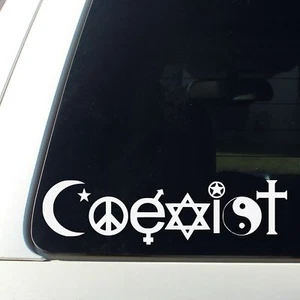 Coexist - 8 Zoll breiter weißer Vinyl-Aufkleber Autoaufkleber - Bild 1 von 1