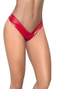 Tanga de pierna alta rojo aspecto mojado (colores negros disponibles) - Imagen 1 de 6