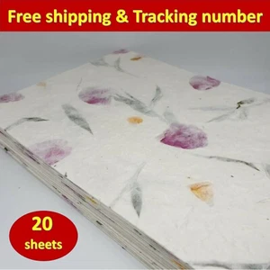 White Mulberry Flowers Paper Sheet Leaves Craft Roses Thick Heavyweight (x20) - Picture 1 of 12
