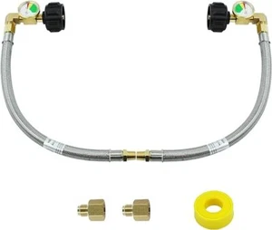 2X Connettore Serbatoio Tubo Propano Treccia RV 12" 1/4" Invertito Maschio Flare - Foto 1 di 10