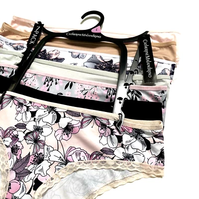 Paquete de 7 bragas de bikini Catherine Malandrino talla L florales rosa liso beige verde azulado nuevas con etiquetas Foto 1 de 4