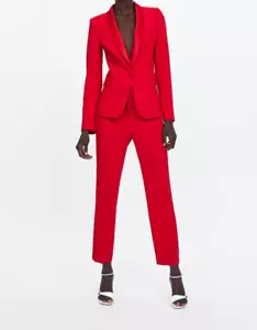 NWT ZARA WOMEN'S TAILORED SHAWL LAPEL BLAZER RED SIZE XS 2124/783 - Picture 1 of 10