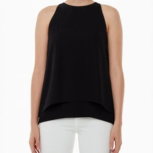 Theory L Seidenbluse Double Shell Seide Tank Top Reißverschluss schwarz ärmellos Chiffon - Bild 1 von 3
