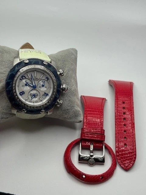 Glam Rock Miami GR10108 Swiss Chronograph Diamond Bezel Quartz Watch New Battery - image 1 of 4
