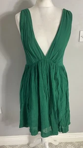 Topshop Kate Mos green sleeveless deep Vneck & back midi party dress UK 10 12 - Picture 1 of 9