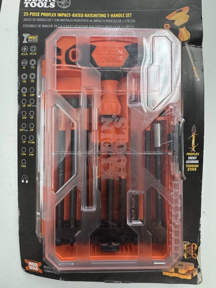 Klein Tools 33804 ProFlex Juego de manijas en T de trinquete intercambiables con clasificación de impacto, Foto 1 de 1