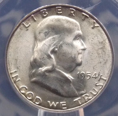 1954 "S" Franklin SILVER Half Dollar 50c ANACS MS64 FBL #036 *FULL BELL LINES* - Image 1 of 4
