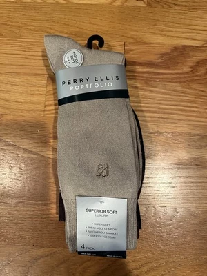 Pack de 4 calcetines Perry Ellis para hombre, zapato talla 7-12 - nuevos con etiquetas Foto 1 de 3