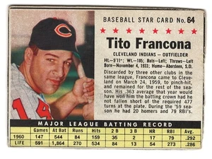 1961 POST # 64 TITO FRANCONA CHICAGO CUBS BASEBALLKARTE - ANSEHEN!!!!!! - Bild 1 von 2