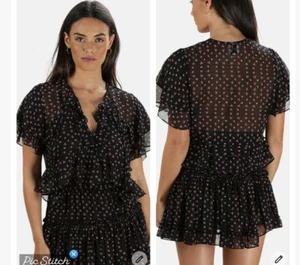 Misa Los Angeles Raziela Top Black Ditsy Floral size S - Picture 1 of 10