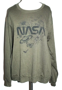 Fifth Sun Nasa Space Sweatshirt Plus Size 2X Olive Green NEW NWT - Picture 1 of 2