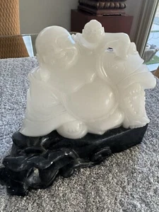 Vintage Soapstone White Buddha Very Heavy Preowned  - Picture 1 of 3