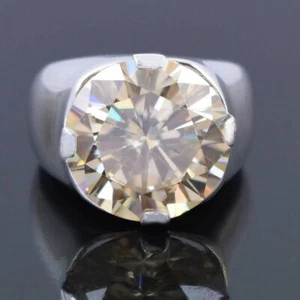 ANILLO DE DIAMANTES CHAMPÁN CERTIFICADO ENORME Y RARO DE 10 QUILATES, GRAN BRILLO PARA REGALO PARA HOMBRE - Imagen 1 de 7