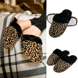 Aerusi Plush Leopard Slippers Women Winter Warm Bedroom Indoor Shoes Size 6-10 - Picture 1 of 15