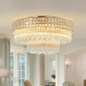 Modern Crystal Chandelier LED Luxury Pendant Light Ceiling Lamp Lighting Fixture - Picture 1 of 16