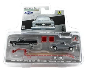 1:64 GreenLight BLACK 1986 Chevy K-30 Pickup w/GOOSENECK & Project C10 B&B *NIP* - Picture 1 of 2