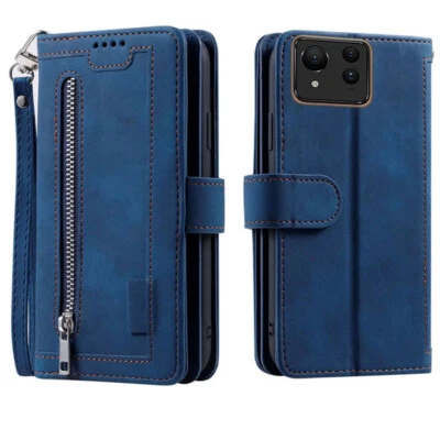 Funda tipo billetera ultra para Asus Zenfone 11, funda de tarjeta con cremallera magnética abatible de cuero  Foto 1 de 4