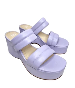 BP Sandals Womens Size 8 Lilac Slip On Platform Open Toe Double Strap - Picture 1 of 8