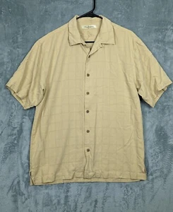 Tommy Bahama Hawaiian Button Down Shirt Mens Size Medium Dijon Yellow 100% Silk - Picture 1 of 9