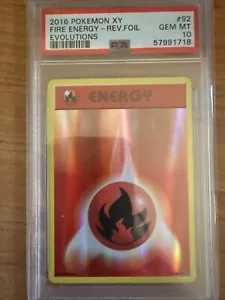 2016 Pokemon XY Evolutions Fire Energy Reverse Foil 92/108 PSA 10 GEM MINT! - Picture 1 of 2