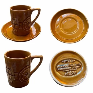 🌟Vintage Portmeirion Totem Susan Williams Ellis Brown Coffee Cup & Saucer Duo - Picture 1 of 12