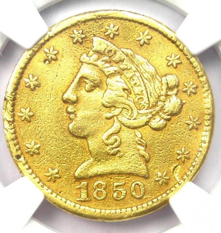 1850 Moffat Liberty Gold Territorial Half Eagle $5 - NGC AU Details - Rare! Cover