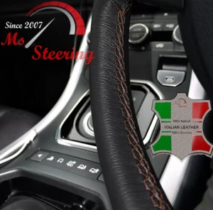 PER RANGE ROVER L322 02-12 COPRIVOLANTE PELLE NERA MARRONE DOPPIO PUNTO - Foto 1 di 2