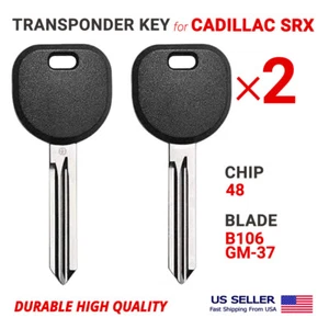 2X Transponder Key for Cadillac SRX B106 B115 Chip 48 High Quality - Picture 1 of 1