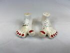 Feet Salt and Pepper Shakers Red Painted Toenails Made in Japan Worn Design