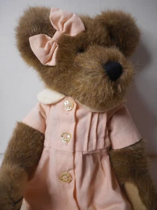 Boyds Collection 1990-99 MIKAYLA SPRINGBEARY Teddy Bear 14" Plush Pink Dress Bow - Picture 1 of 9