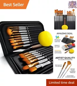 Complete Artist Paint Brush Set - 18 Brushes with Palette Knife & Sponge - Picture 1 of 9