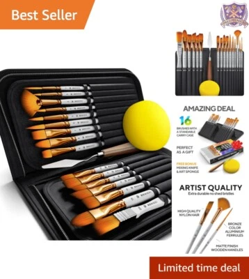 Complete Artist Paint Brush Set - 18  Brushes with Palette Knife & Sponge - Image 1 of 4