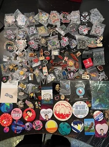 HUGE PIN LOT - Disney Baseball Lasso Elvis Button Lions Sports HBO Ribbon Depot - Picture 1 of 13