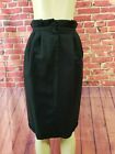 Roger Buchard Paris Vintage 80's Black Pleated Skirt Zipper closure Front Size 8