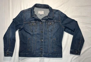 Old Navy Jeansjacke Damen XL blau Trucker Knopfleiste Taschen klassische Jeans - Bild 1 von 5