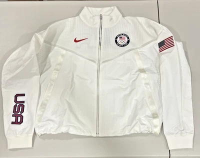 Chaqueta cortavientos olímpica talla L- Nike Team USA para mujer CK4604-100 $450 venta al por menor Foto 1 de 4
