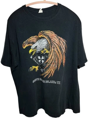 Винтажная мотоциклетная футболка South Padre Island Texas Biker Eagle размер XL - Изображение 1 из 4