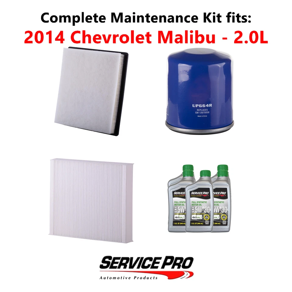 2014 Chevrolet Malibu 2.0L Complete Oil, Air & Cabin Filter Kit (5W-30) - Изображение 1 из 4