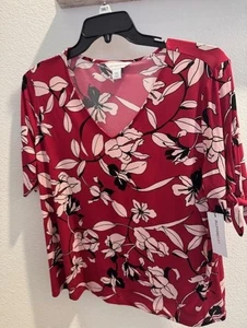 Top donna Liz Claiborne scollo a V manica corta taglia XXL - Foto 1 di 3