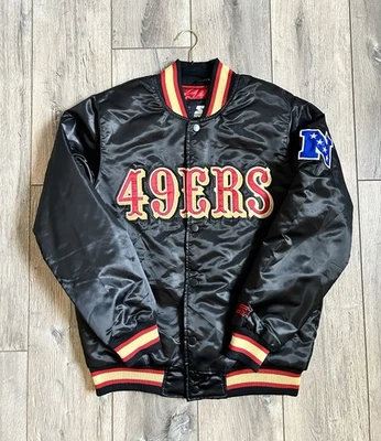 Starter X San Francisco 49ers Varsity Jacket | Size Medium | Black, Red, & Gold - Image 1 of 4