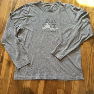 Life Is Good "Chillin' and Grillin'" Langarm Large T-Shirt Schneemann Grafik - Bild 1 von 9